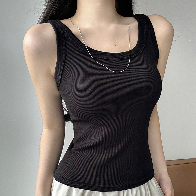 توب نسائي بدون أكمام بلون موحد - مراجعة Tank Top Ribbed وسعره